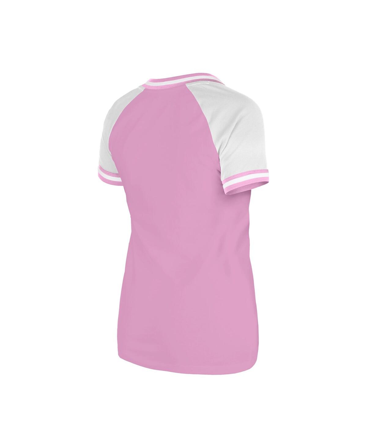 NEW ERA WOMEN'S PINK LAS VEGAS RAIDERS COLOR MULTIPLIER V-NECK T-SHIRT 