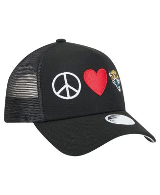 Women's Black Jacksonville Jaguars Peace Love Trucker 9FORTY Adjustable Hat