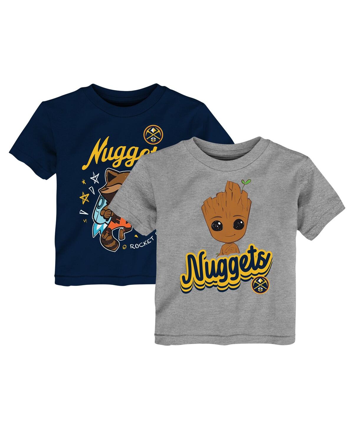 OUTERSTUFF TODDLER 2-PIECE HEATHER GRAY DENVER NUGGETS GUARDIANS OF THE GALAXY T-SHIRT SET 