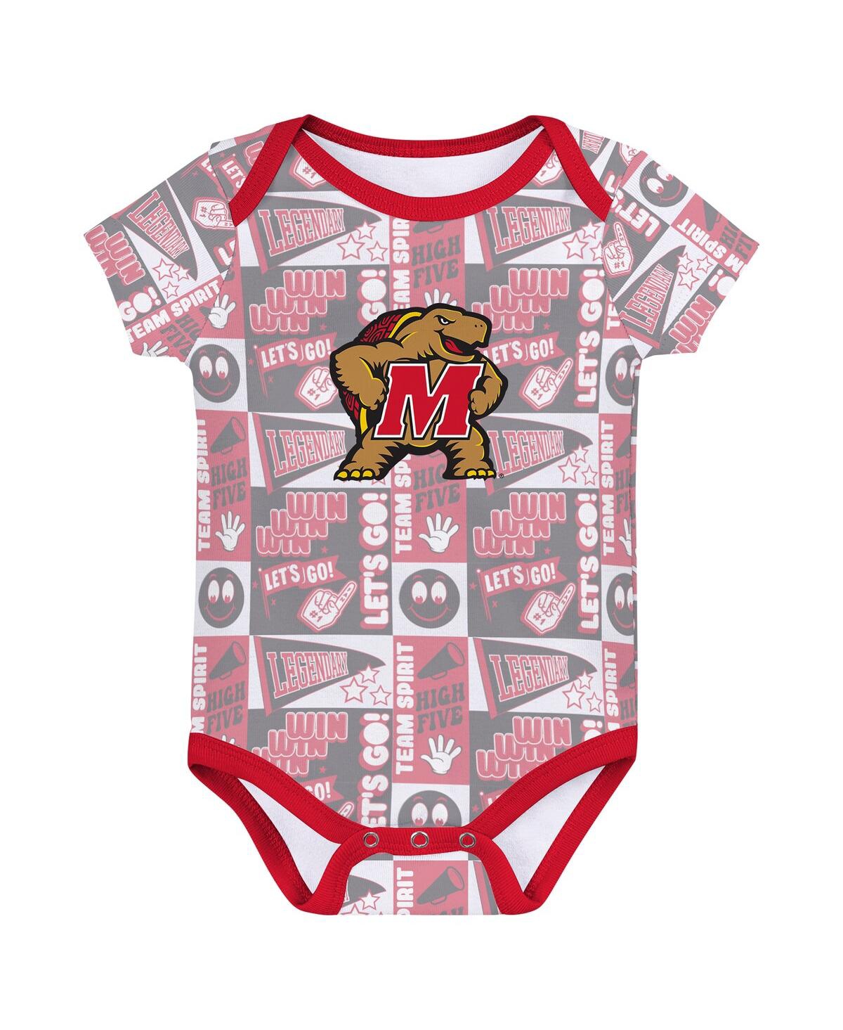 Outerstuff Newborn Red Wisconsin Badgers Sunday Comics Bodysuit 3-pack In Red
