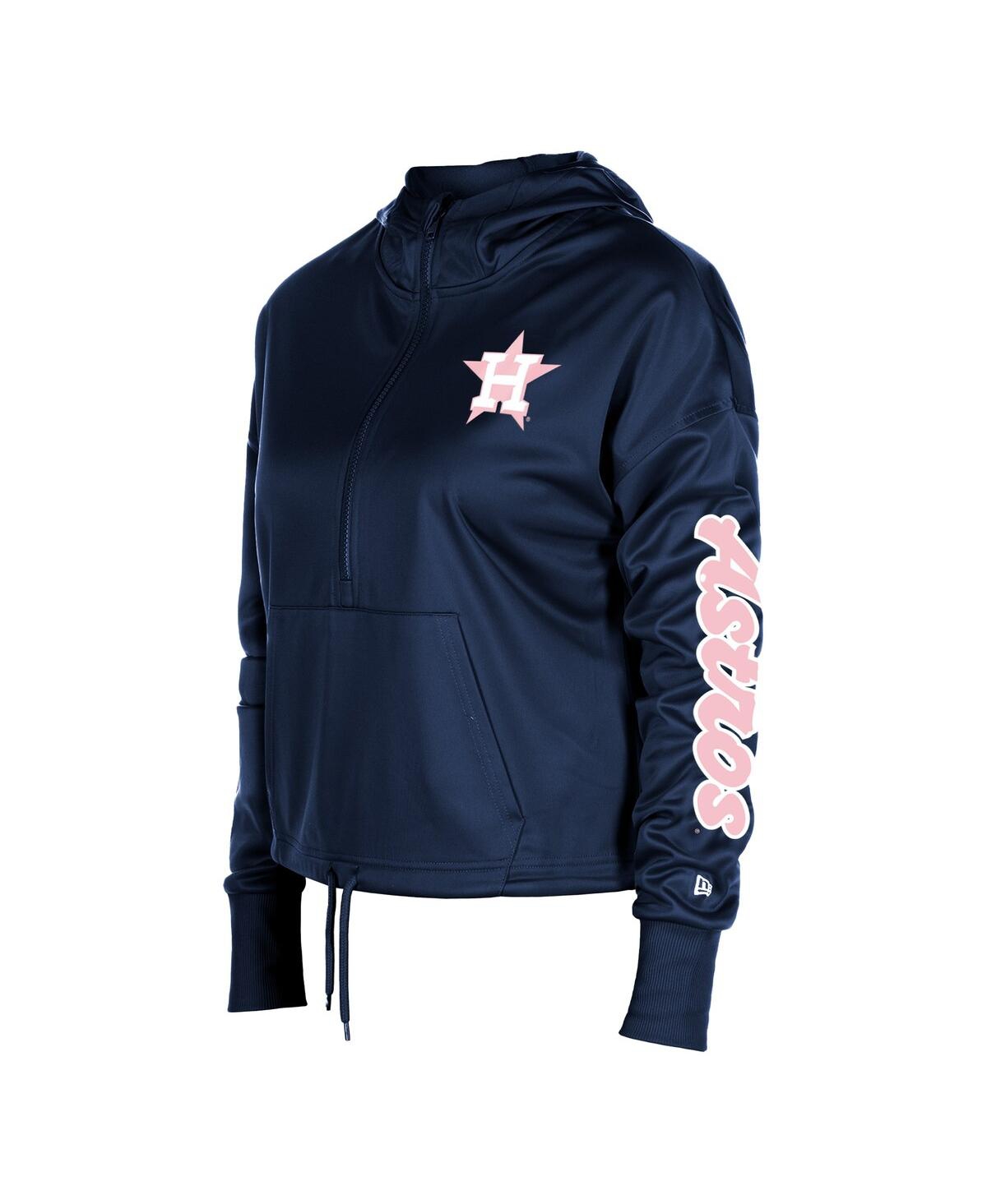 NEW ERA WOMEN'S NAVY HOUSTON ASTROS HALF-ZIP HOODIE 