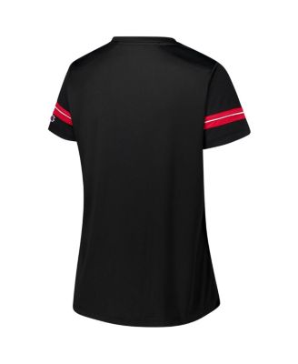 Women's Black Georgia Bulldogs Plus Size Overtime Readiness Lace-Up T-Shirt