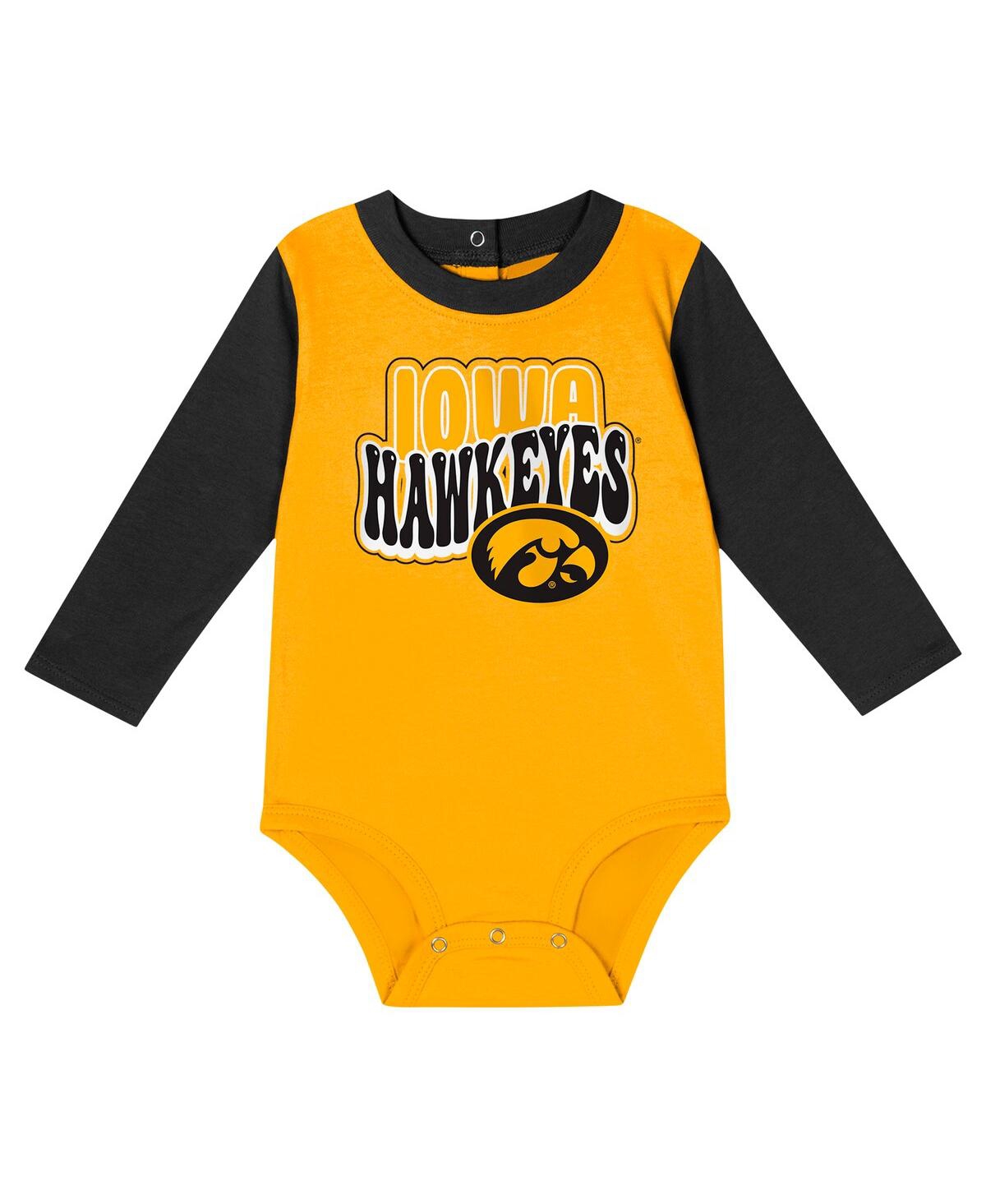 Outerstuff Baby Boys And Girls Black Iowa Hawkeyes Double Up Long Sleeve Bodysuit And Pant In Black