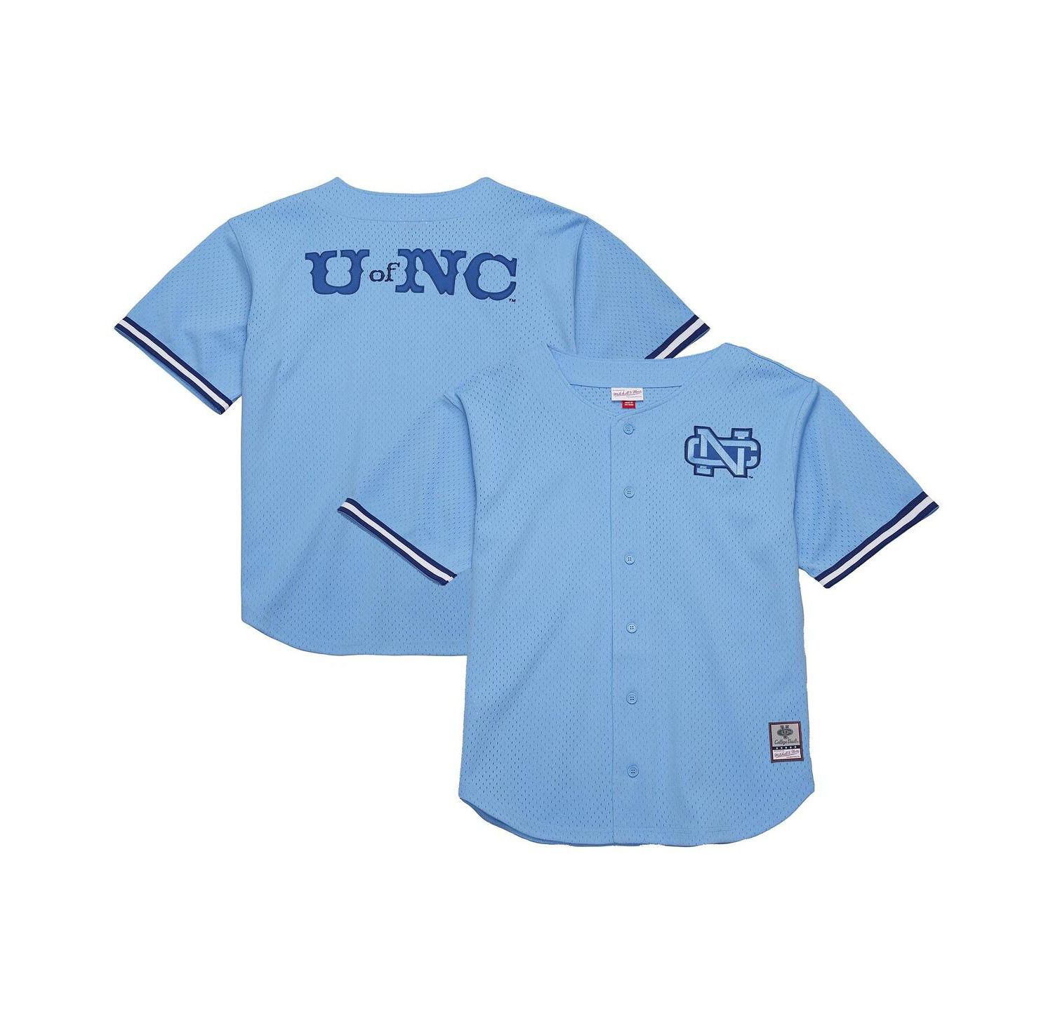 Men's Carolina Blue North Carolina Tar Heels Game Time Vintage Mesh Button Front Jersey