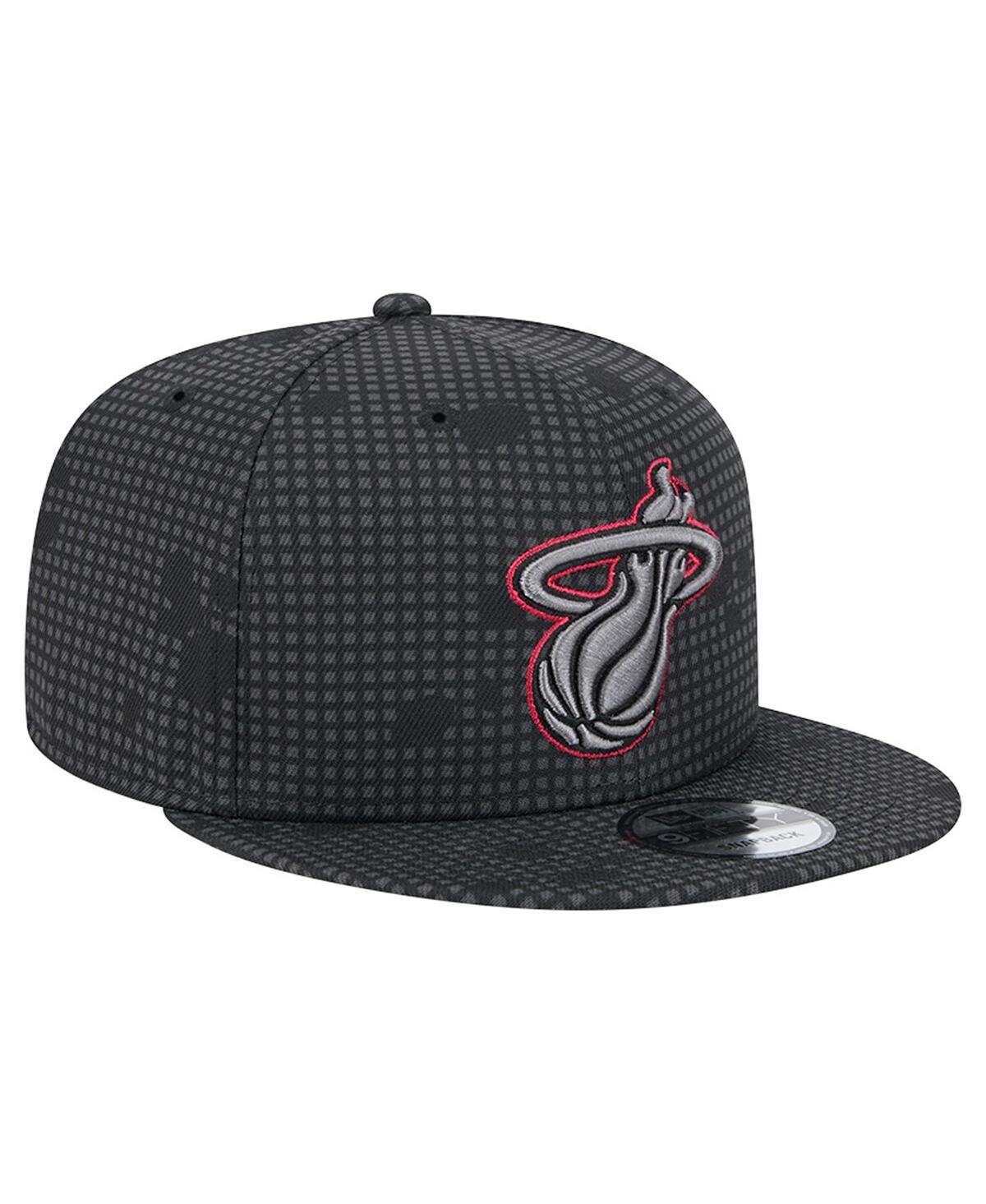 NEW ERA MEN'S BLACK MIAMI HEAT MIDNIGHT INK POP OUTLINE 9FIFTY SNAPBACK HAT 