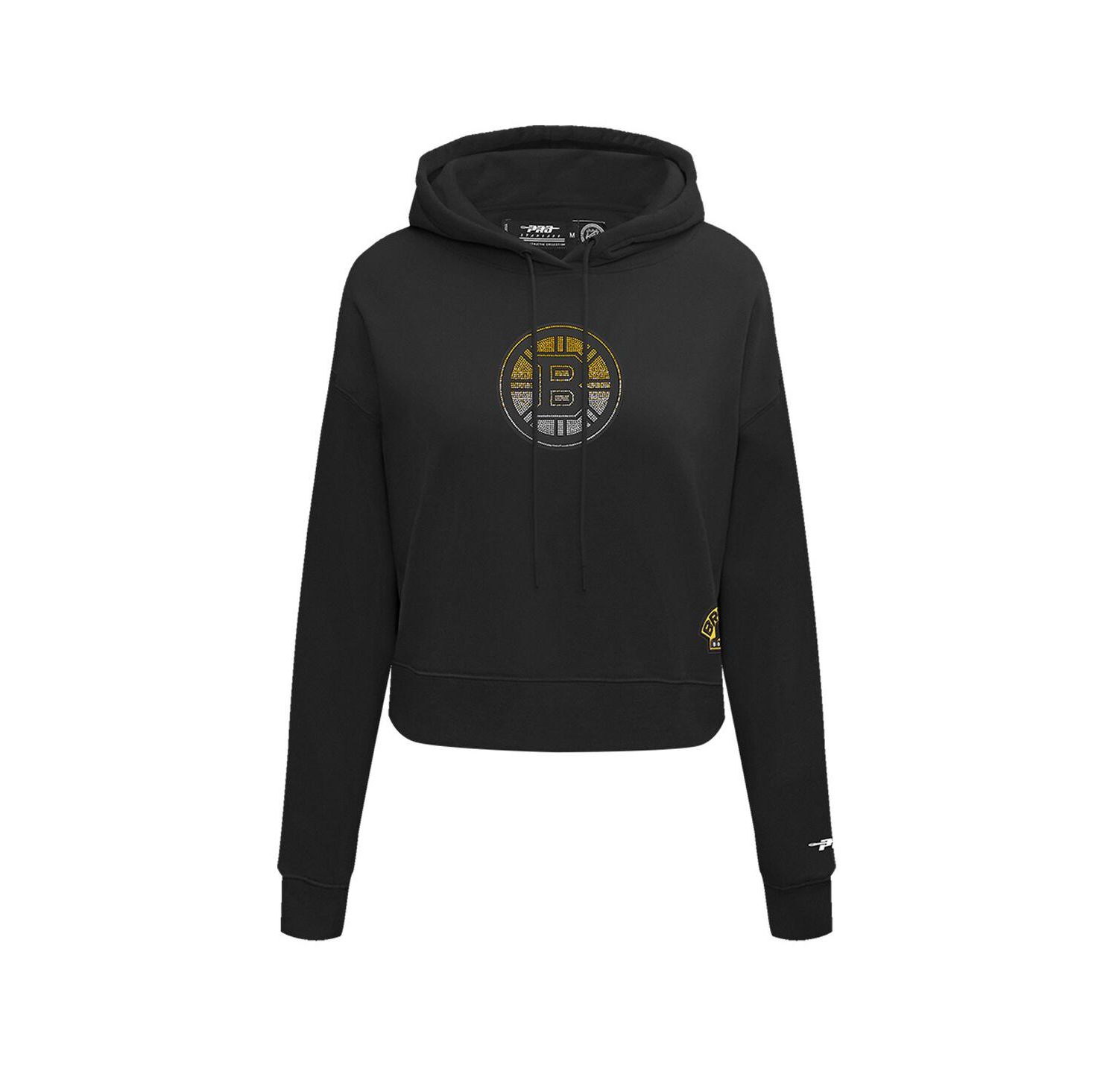 Women's Black Boston Bruins Jewels Cropped Pullover Hoodie