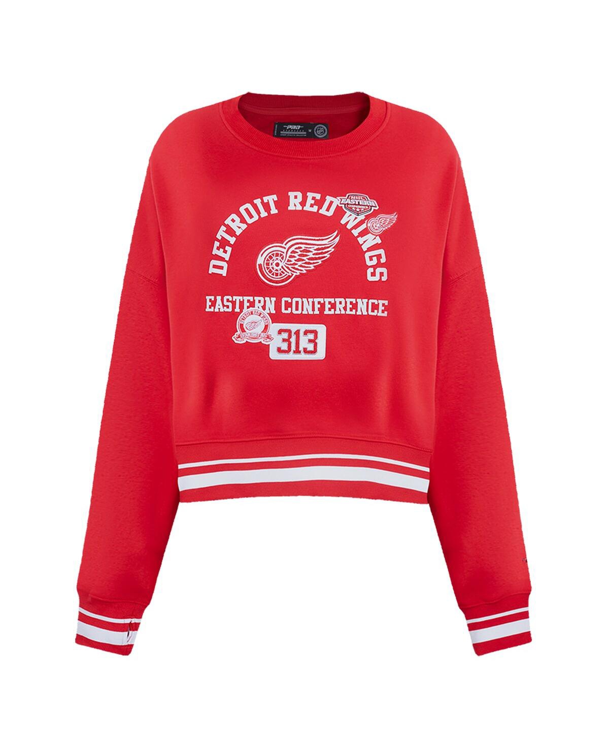 Shop Pro Standard Women's Red Detroit Red Wings Area Code Cropped Pullover Sweatshirt