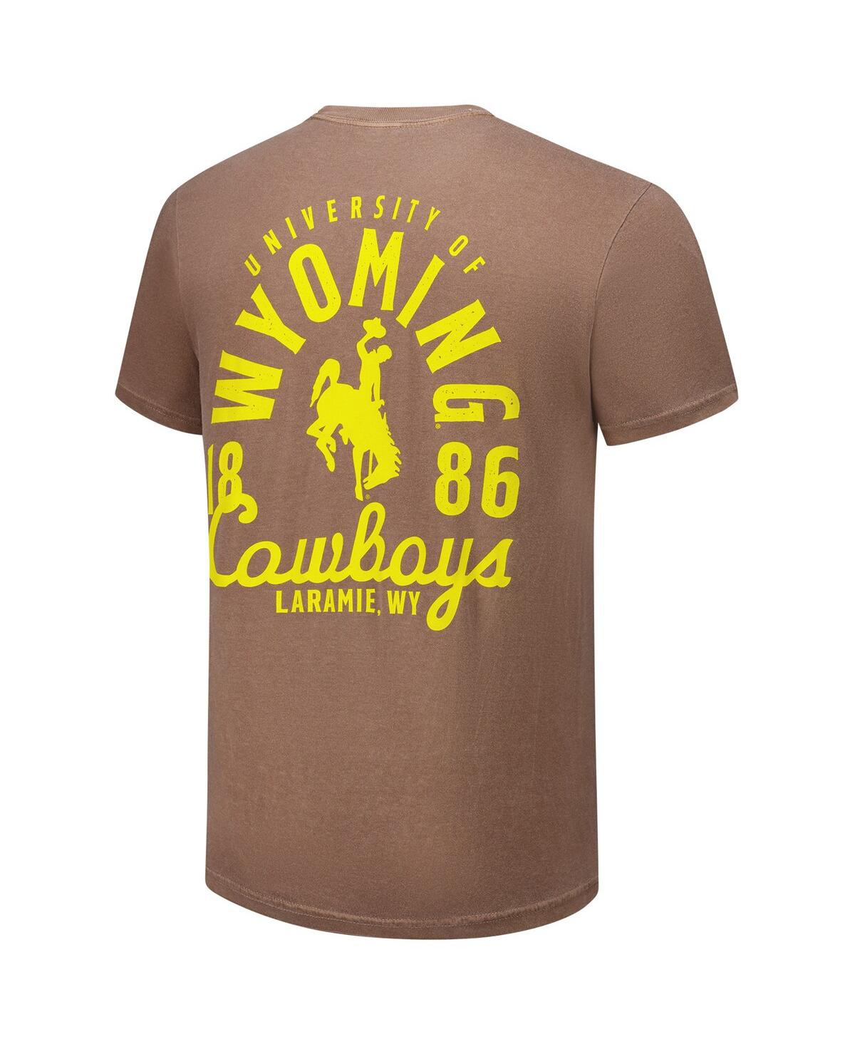 Image One Men's Brown Wyoming Cowboys Comfort Colors Mascot Overlay T-shirt In Brown