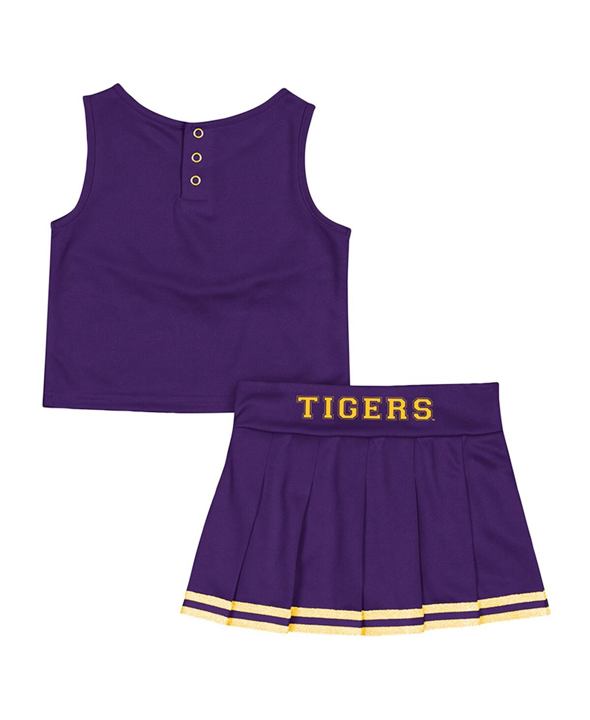 Colosseum Girls Toddler Purple Lsu Tigers Time For Recess Cheer Top And Skirt Set In Purple