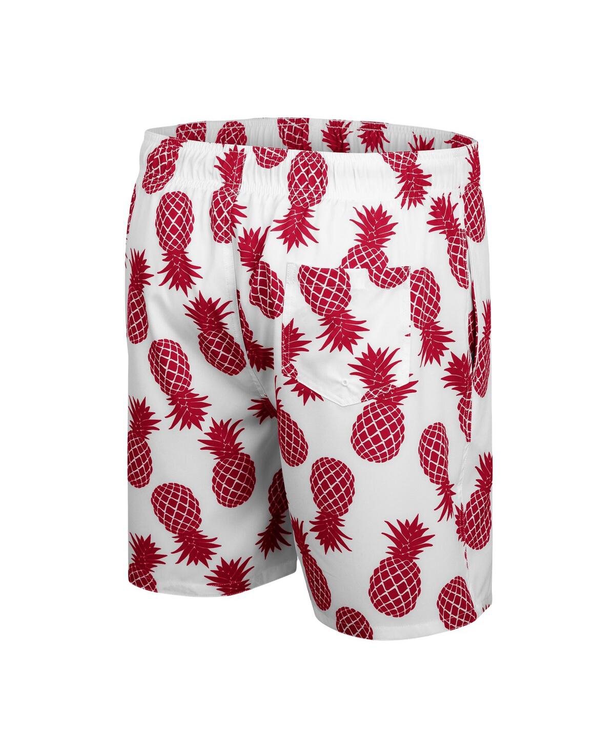 Colosseum Men's  White, Scarlet Nebraska Huskers Pineapple Swim Shorts In White