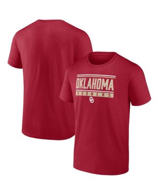 Fanatics - Men's Crimson Oklahoma Sooners Fundamentals Stripe and Block T-Shirt
