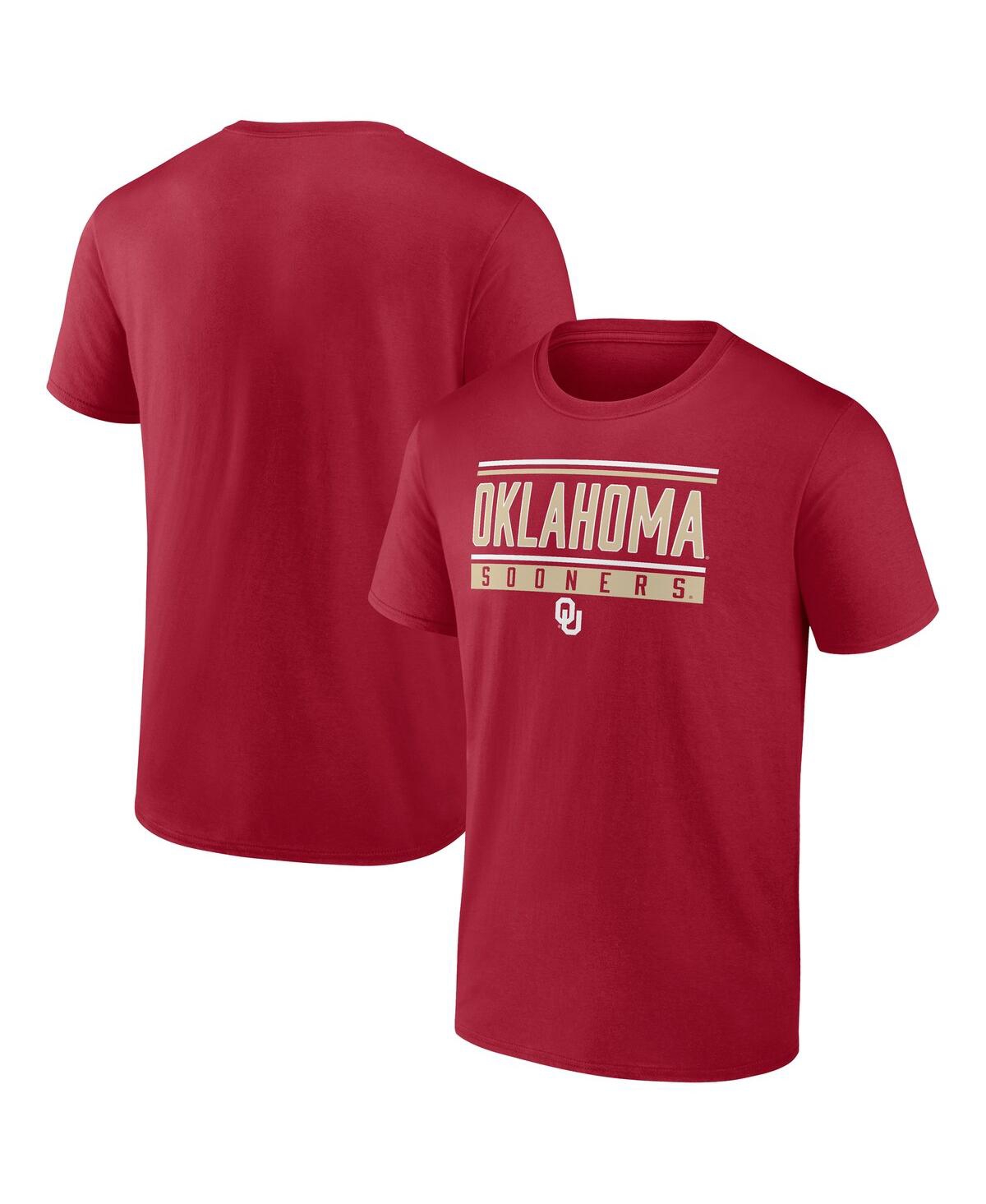 Fanatics Men's Crimson Oklahoma Sooners Fundamentals Stripe And Block T-shirt In Crimson