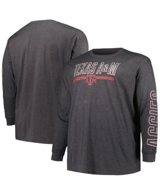 Profile - Men's  Heather Charcoal Texas A M Aggies Big Tall Two-Hit Graphic Long Sleeve T-Shirt