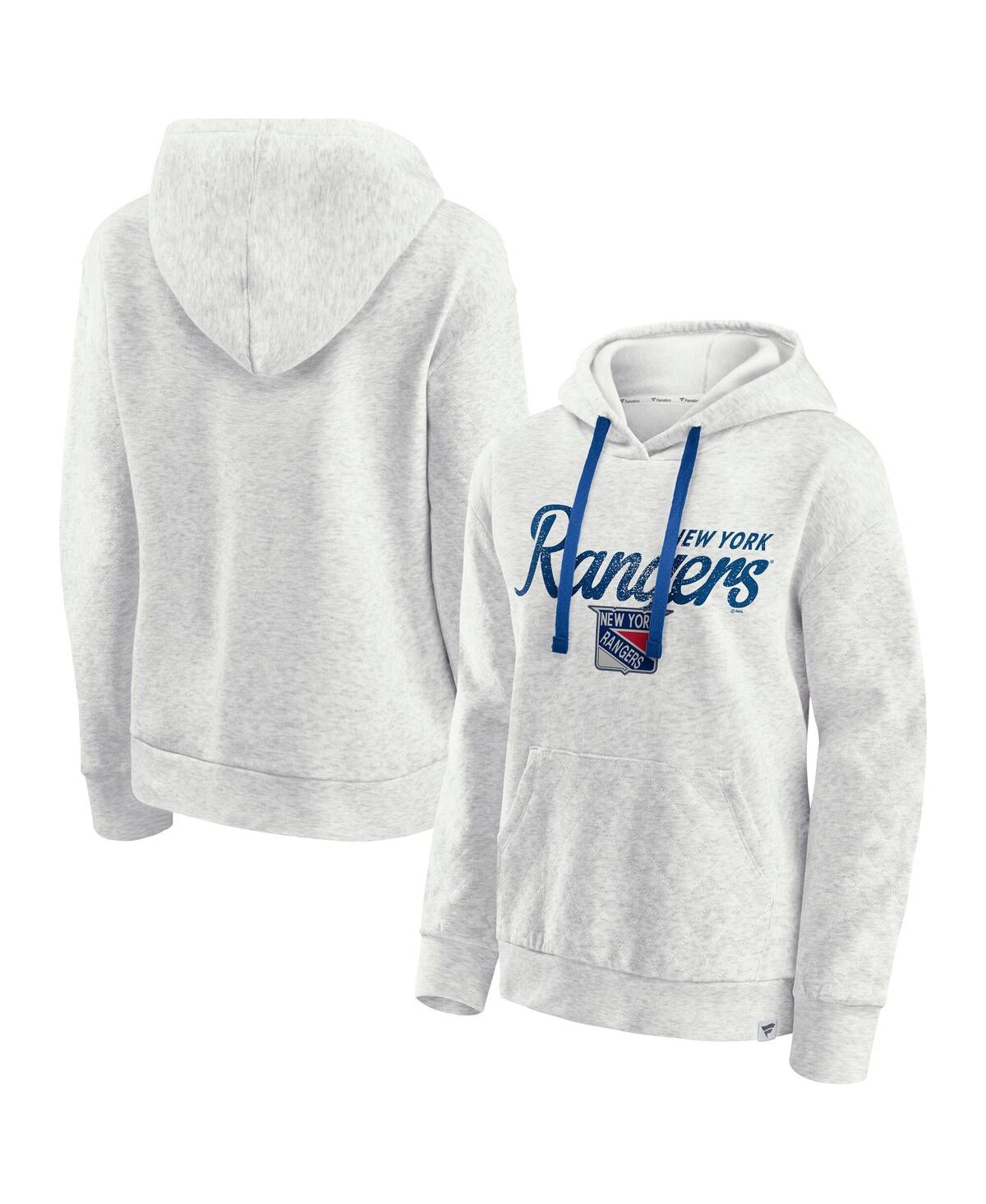 Fanatics Women's Oatmeal New York Rangers True Classics Quilted Pullover Hoodie In Oatmeal