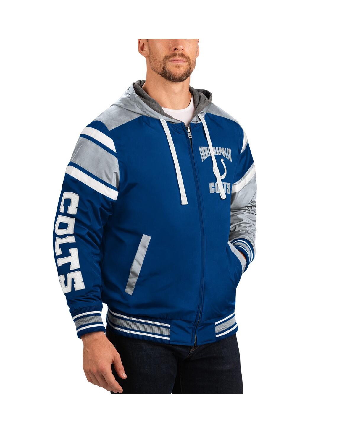 G-iii Sports By Carl Banks Men's Royal/gray Indianapolis Colts Extreme Full Back Reversible Hoodie Full-zip Jacket In Gray