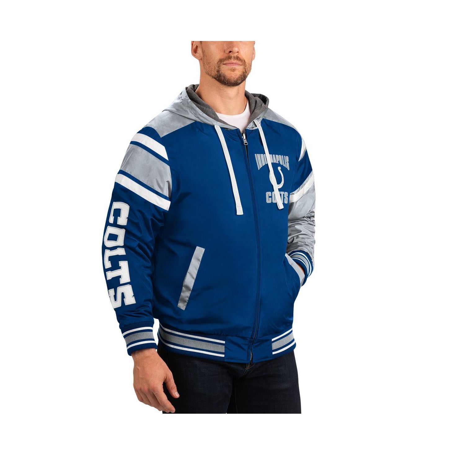 Men's Royal/Gray Indianapolis Colts Extreme Full Back Reversible Hoodie Full-Zip Jacket