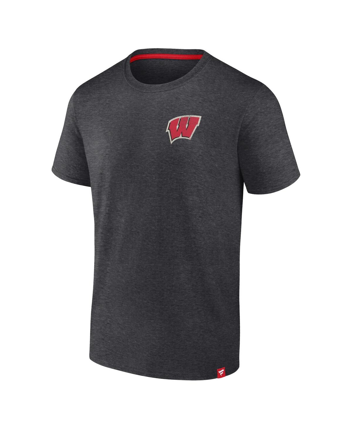 Fanatics Men's Heather Charcoal Wisconsin Badgers Iconic T-shirt In Heather Charcoal