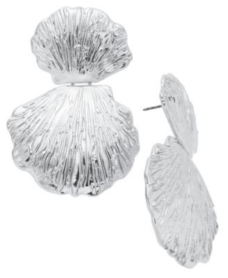 I.N.C. International Concepts - Silver-Tone Double Shell Drop Earrings