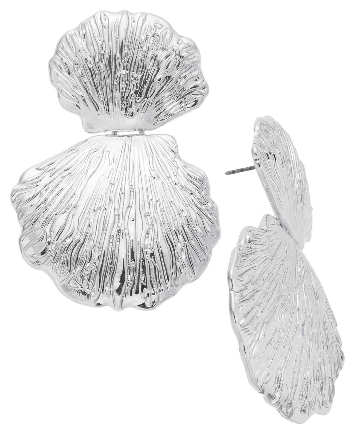 Silver-Tone Double Shell Drop Earrings, Exclusively at Macy's - Grey