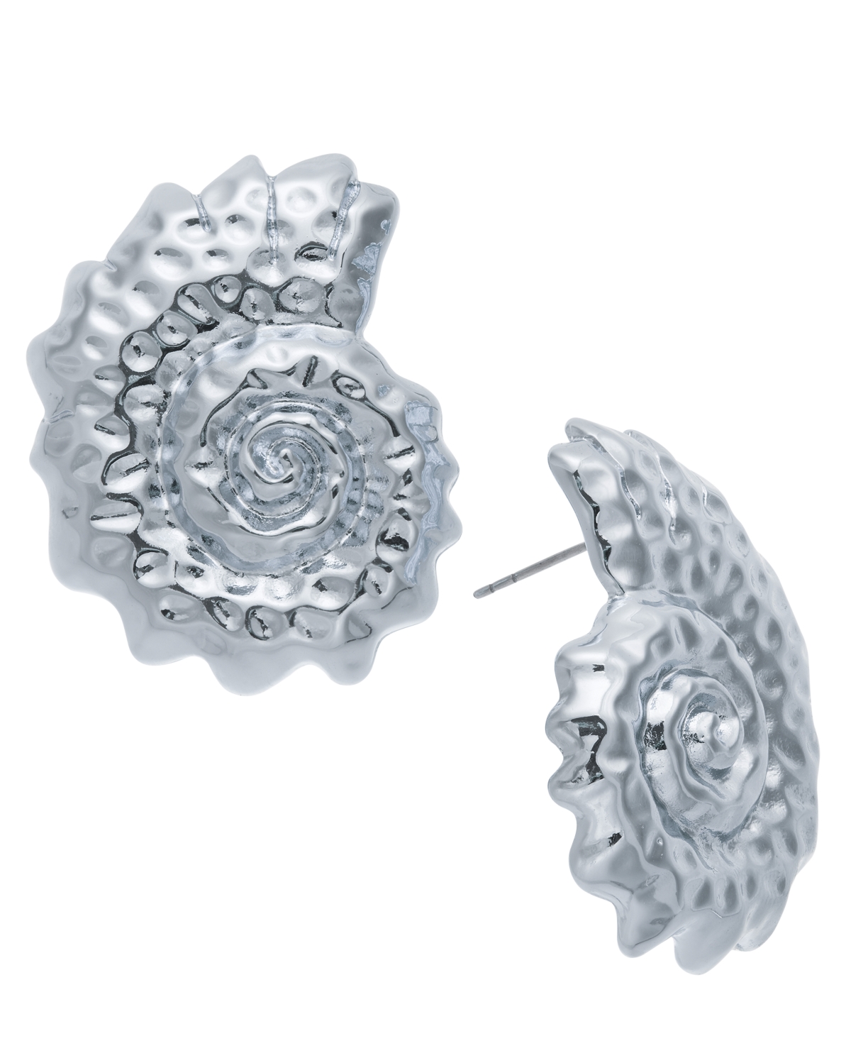 Rhodium-Plated Textured Shell Statement Stud Earrings, Exclusively at Macy's - Grey