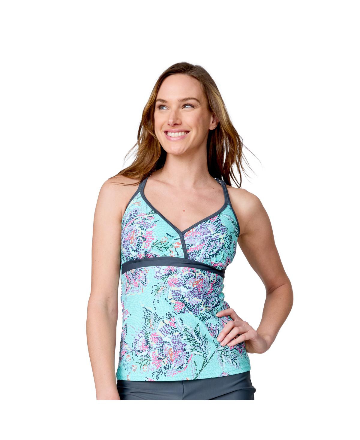 Women's Macrame Back Tankini Top - Jadesea zigzag zest