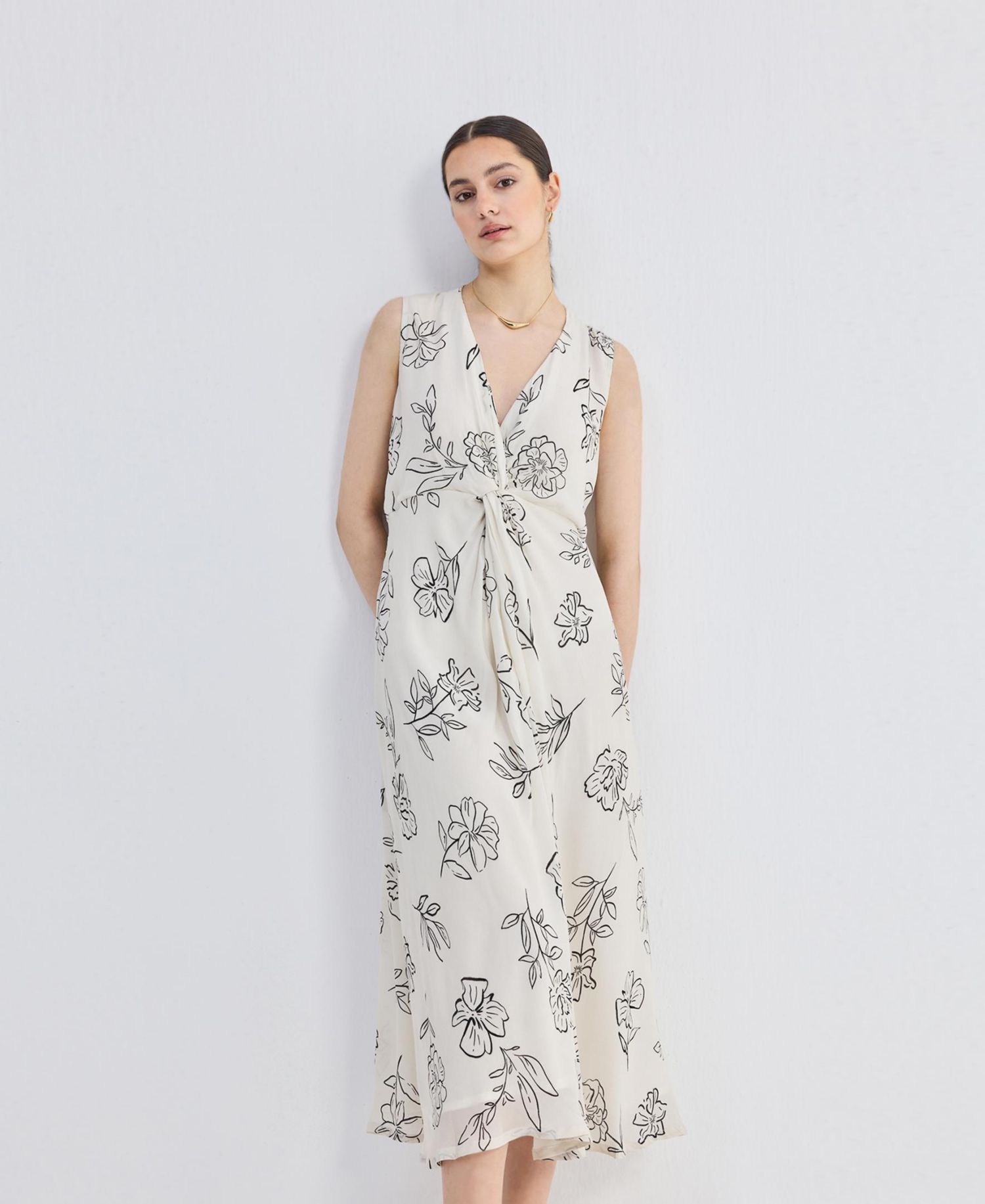 Women's Front Twist Maxi dress in Florals