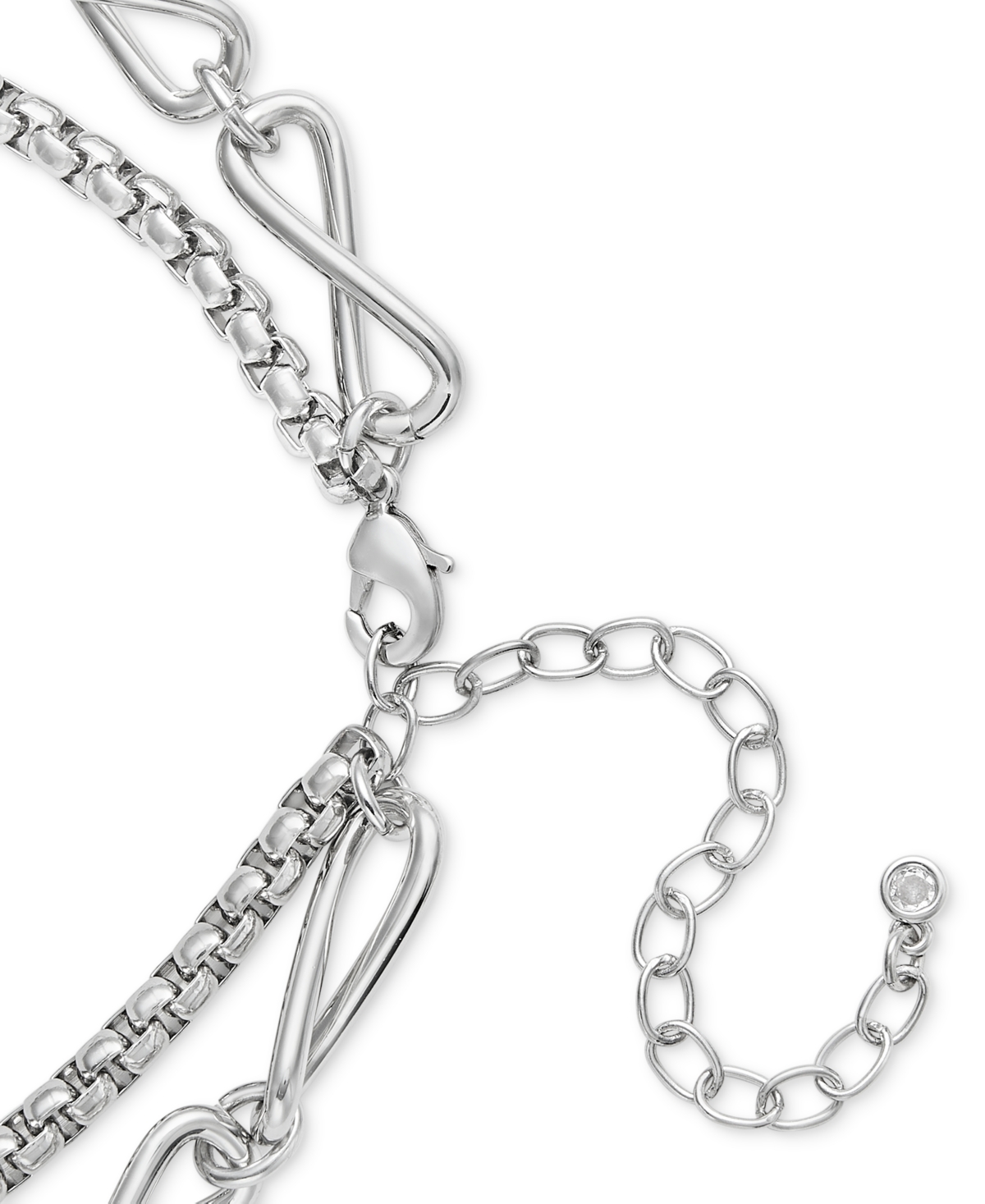 ON 34TH SILVER TONE LINK MULTI-ROW NECKLACE, EXCLUSIVELY AT MACY'S 