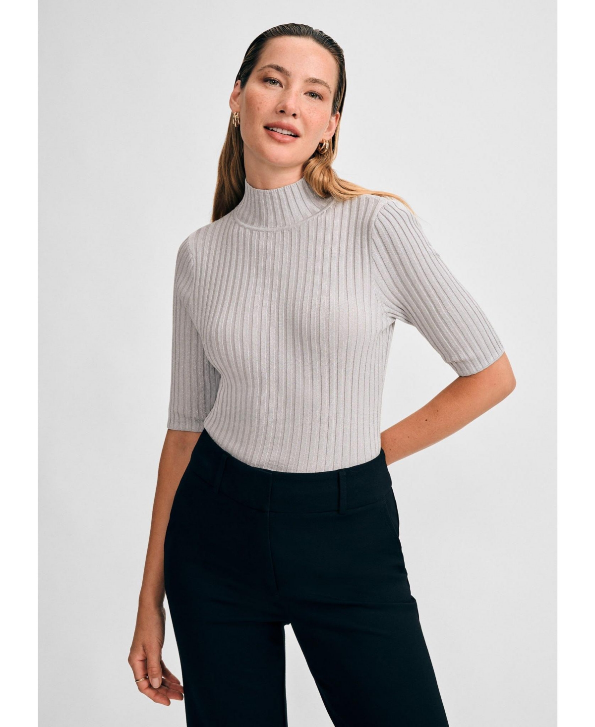Women's Poor Boy Mock Sweater - Black