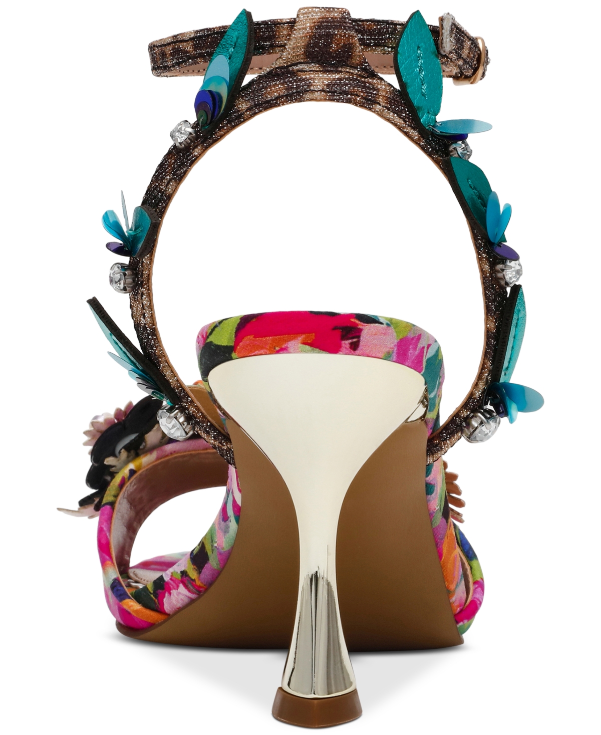 BETSEY JOHNSON WOMEN'S KARRA FLOWER-EMBELLISHED HIGH-HEEL DRESS SANDALS 