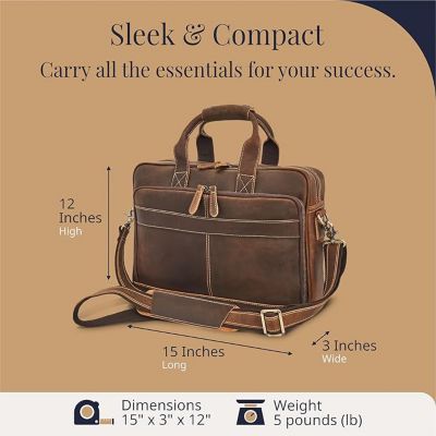 Slim Leather Briefcase - Sleek & Elegant - Perfect for Daily Usage