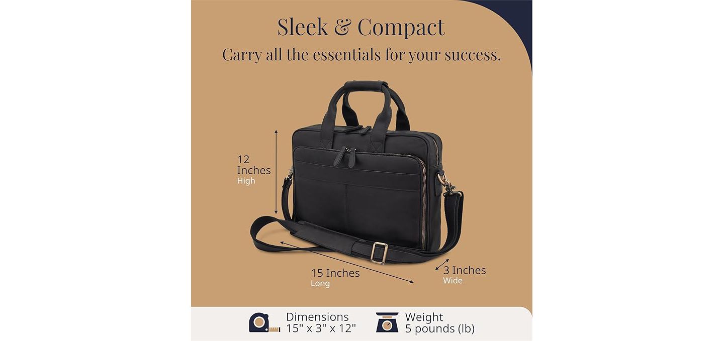 Сумка Luxorro Slim Leather Briefcase - Sleek and Elegant - Perfect for Daily Usage, цвет: Чёрный — фото 3