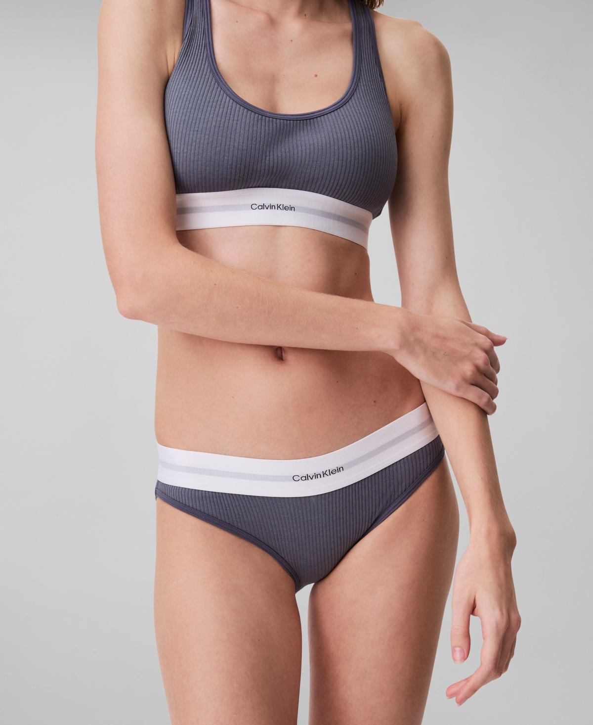 Calvin Klein Modern Ribbed Bra In Grisaille