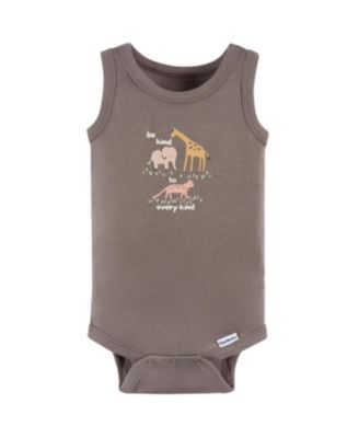 Baby Neutral Ivory Safari Sleeveless 4-Pack Onesies Bodysuits