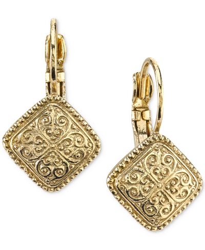 2028 Gold-Tone Filigree Pattern Drop Earrings, Only at Macy's