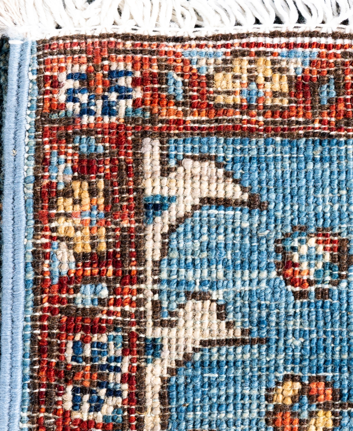 Adorn Hand Woven Rugs Serapi M1945 2'9''x9'10'' Runner Area Rug In Light Blue