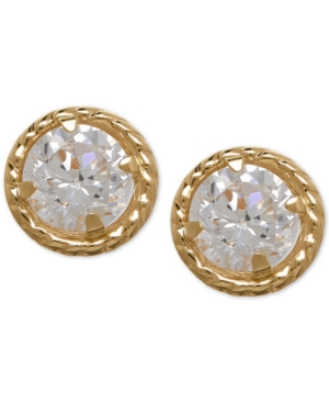 image of Cubic Zirconia Circle Stud Earrings in 10k Gold