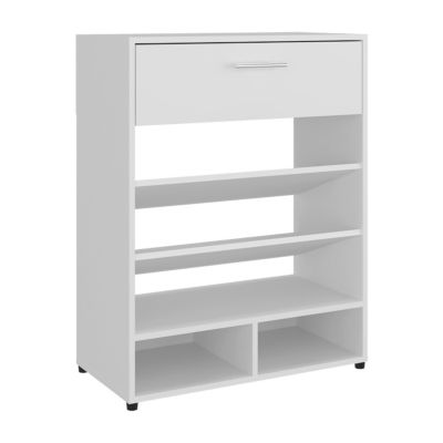 Kearns Shoe Rack, 1 Door, 4 Legs, 5 Shelves, White