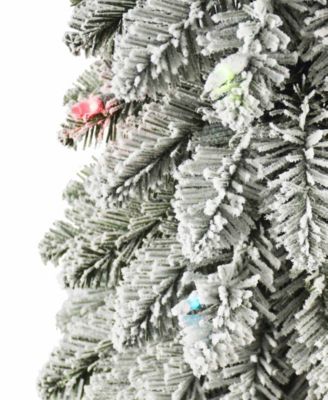 Puleo 6FT Pre-Lit Flocked Alpine Pencil Tree