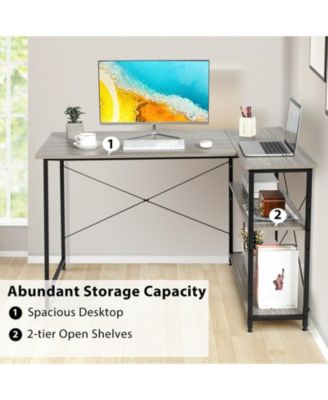 48 Inch Reversible L Shaped Computer Desk with Adjustable Shelf