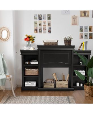 70 Inch Modern Fireplace Media Entertainment Center with Bookcase