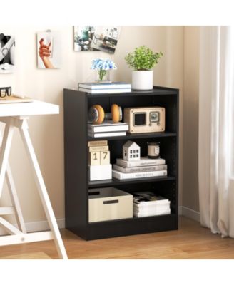 3-Tier Bookcase Open Display Rack Cabinet with Adjustable Shelves