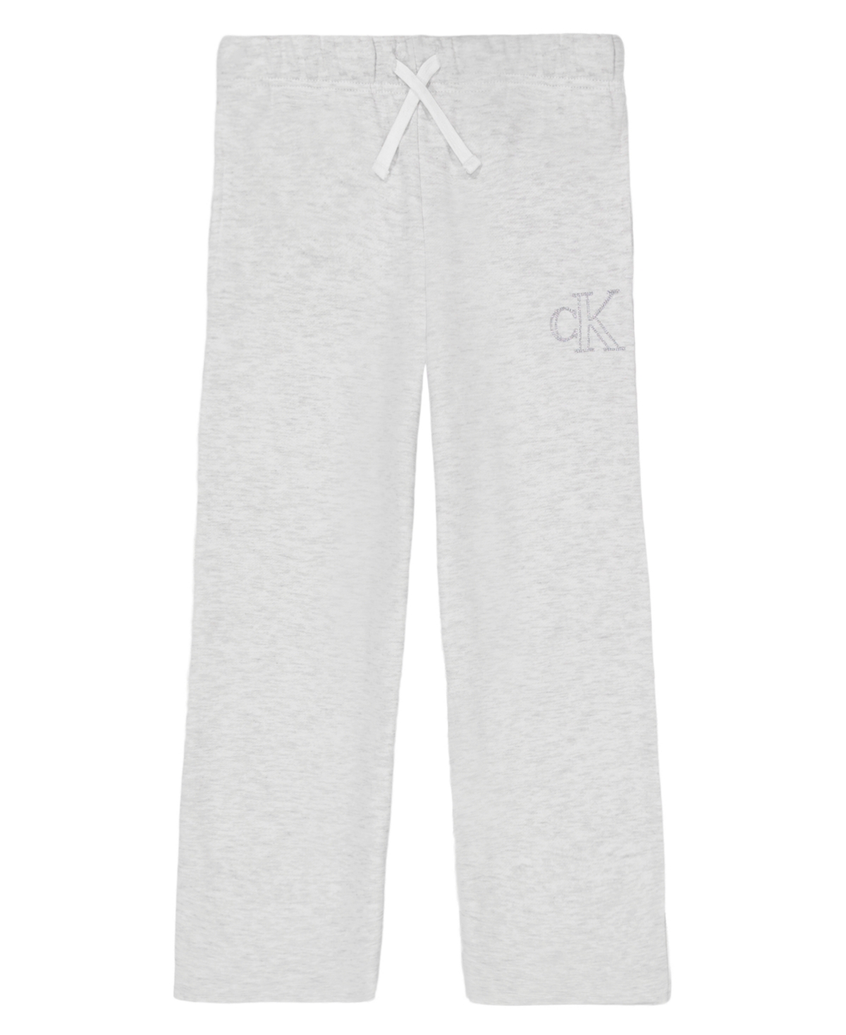 Calvin Klein Big Girls Fleece Raw Edge Wide Leg Pants - Silver heather