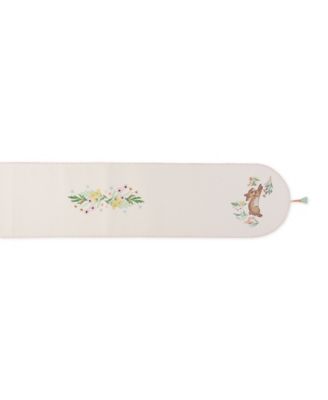 Spring Bunny Embellished Cotton Reversible Table Runner, 14"x72" 