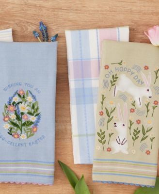 Egg-Cellent Easter Cotton Dishtowels Set, 18"x28"