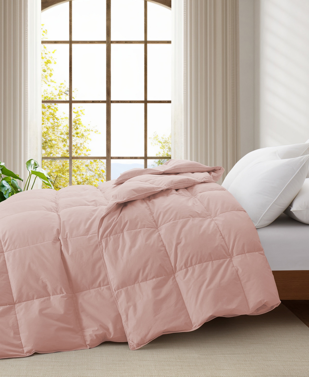 Unikome All Season Goose Down Comforter, King In Pink