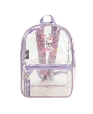 & Friends Character Print 16.5" Clear Glitter Backpack