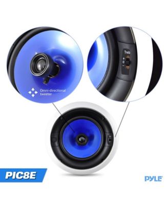 PIC8E 8" In-Wall/In-Ceiling Dual 2-Way Stereo Speakers - 300W, Pair