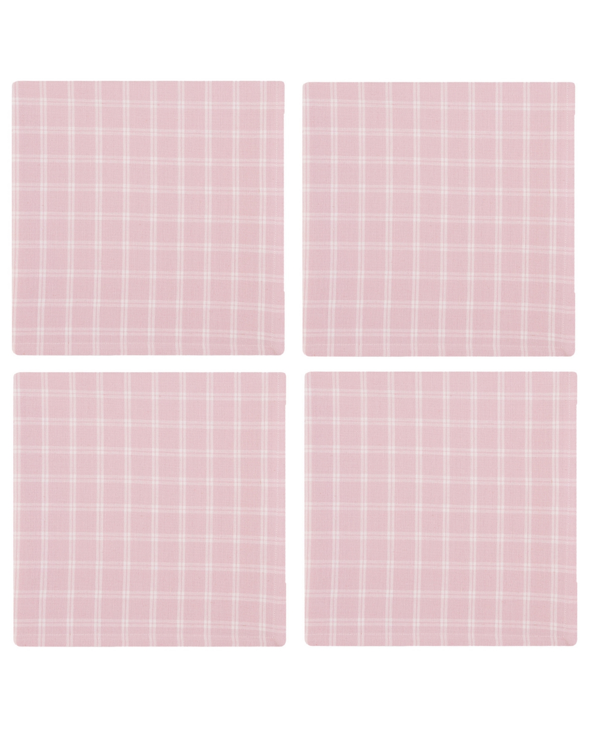 Design Imports Lilac Windowpane Plaid Cotton Napkins, Set Of 4 In Pink