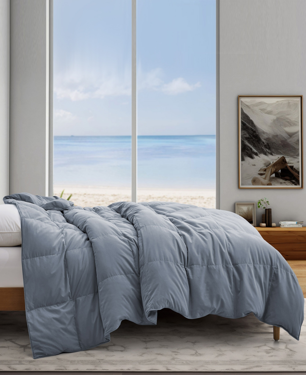 Unikome All Season 300 Thread Count Cotton Goose Down Fiber Comforter, Twin