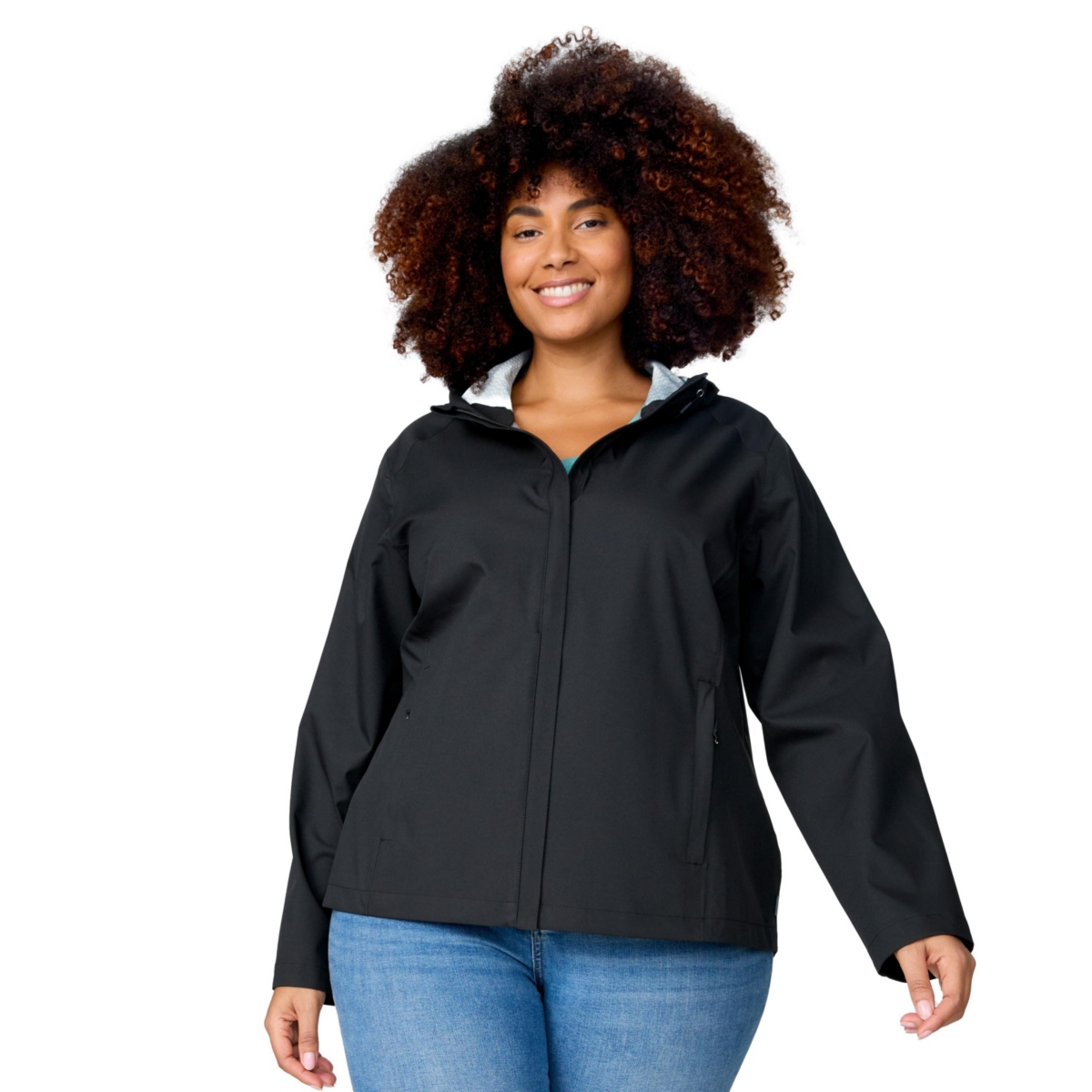 Plus Size X2O Packable Rain Jacket - Silver chip floral bliss